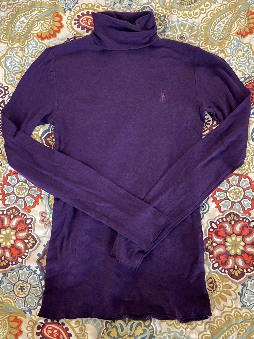 Ralph Lauren Sport Purple Pony Turtleneck Top M